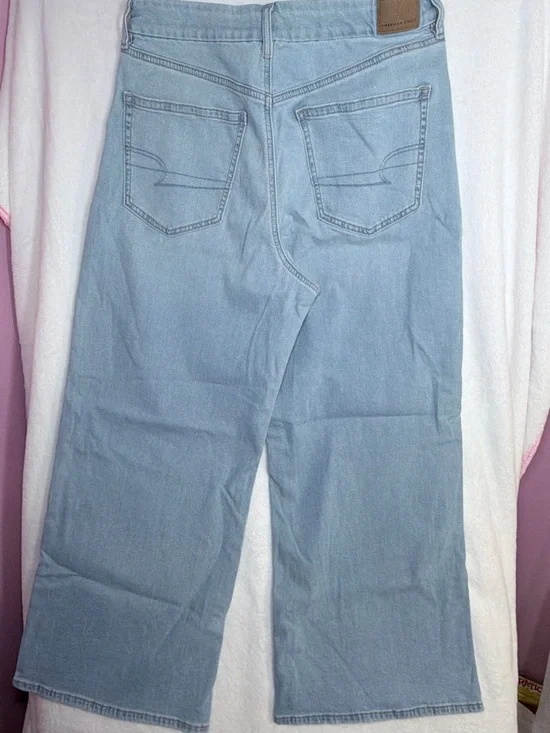 American Eagle Outfitters Pale Blue Wide-Leg Denim Jeans - Picture 3 of 8